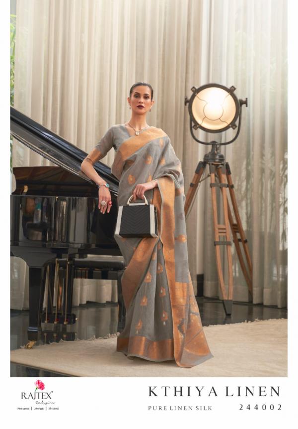 Rajtex Kthiya Linen Festive Wear Weaving Saree Collection